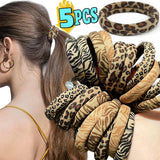 High Elasticity Universal Leopard Print Elastic Hair Scrunchie Ties for Women Girls Ponytail Holder Hair Rings Rope Accessories