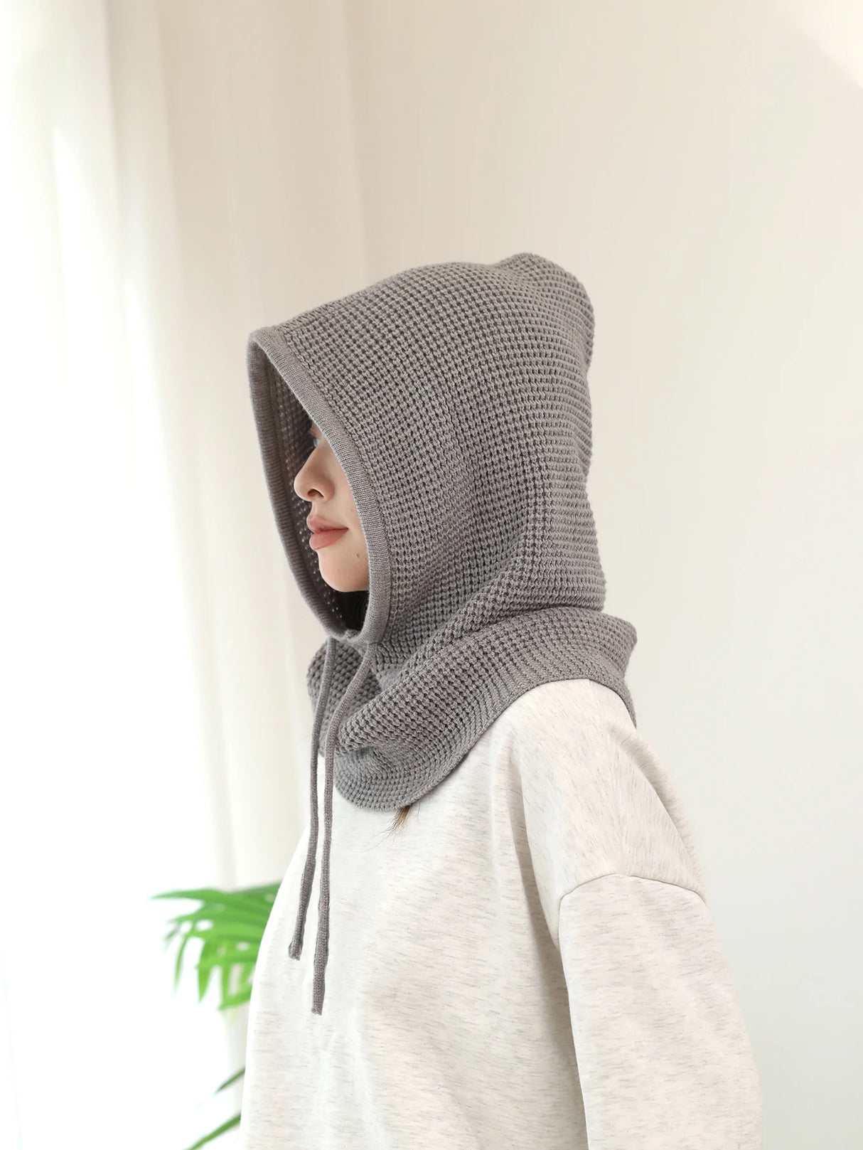 A Women Winter Beanie Hats One-Piece Knit Balaclavas Mask  Neck Circle Scarf Ski Snow Hat