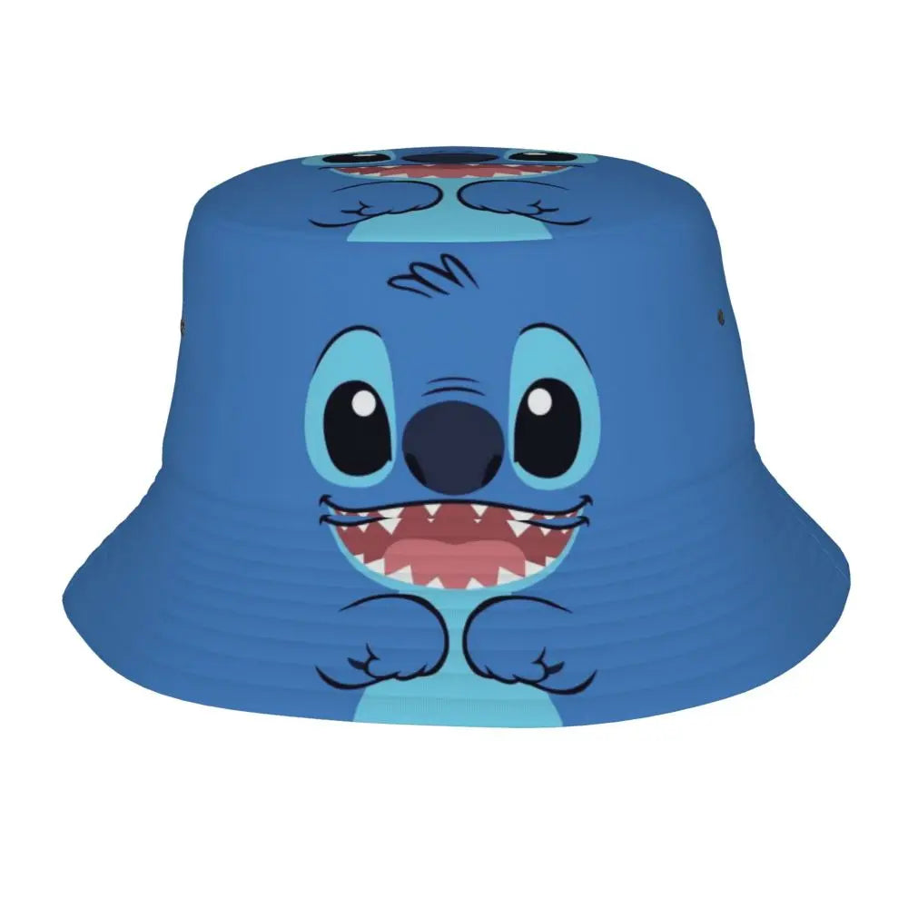Unisex Kawaii Bucket Hats Funny Stitch Cartoon Accessories Bob Hat For Beach Headwear Lightweight