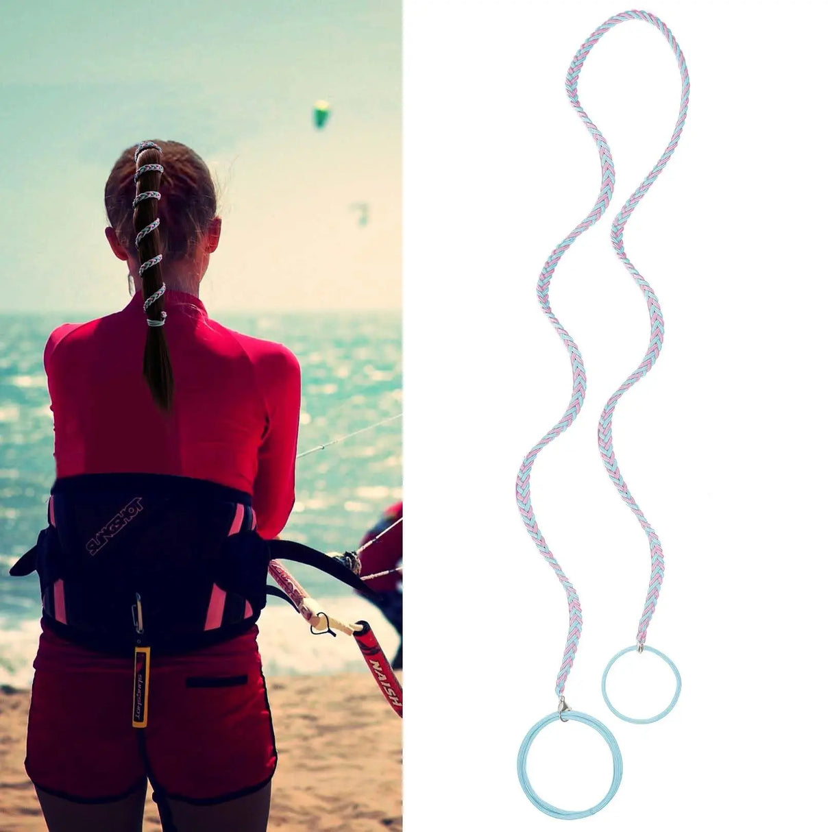 Elastic Hair Ties Ponytail Holders Colorful Gym Sports Hair Bands Spiral Long Pony Tial Wrap for Women Thick Hair for Wind Water