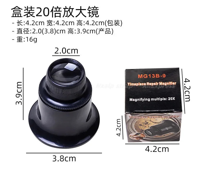 4/Set 3X 5X 10X 15X 20X Eyeglass Magnifier Eye Loupe Lens Portable Eyepiece Process Operation for Watchmaker Watch Repair Tools