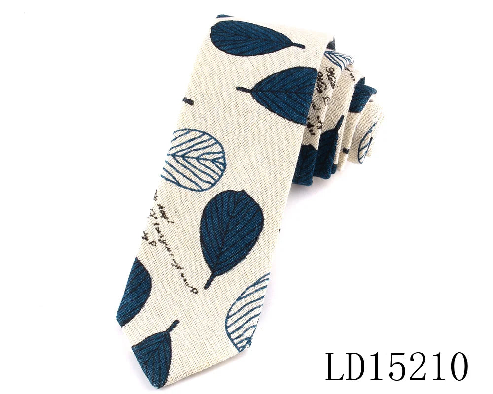 New Designer Print Ties Casual Narrow Necktie Ties for Men Hip-hop Party Floral Cotton Skinny Tie Cravat