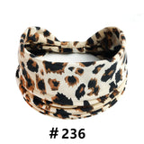 Leopard Print Headbands for Women Wide Boho Turban Head Wraps Cotton Knotted Elastic Hairbands Non Slip Workout Hair Accessories