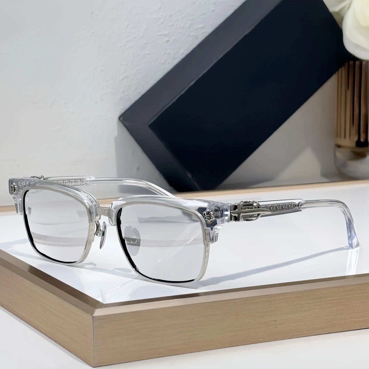 Popular Sunglasses Titanium Acetate Fashion Eyeglasse Frame Men Square Retro High Quality Women Luxury Brand Designer Glasses
