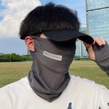 Ice Silk Sunscreen Mask For Men Women Outdoor Cycling Face Cover Solid Color Neck Wrap UV Protection Ear Bandana Scarf Summer