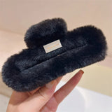 Autumn and winter trend imitation rabbit fur grab clip large square Maillard head shark clip multi-volume hair accessories