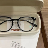 0 ~ -6.0 Myopia Glasses  Blue Light Resistant Flat Glasses Oval Resin Lenses Men Computer Optical Eyeglasses Unisex