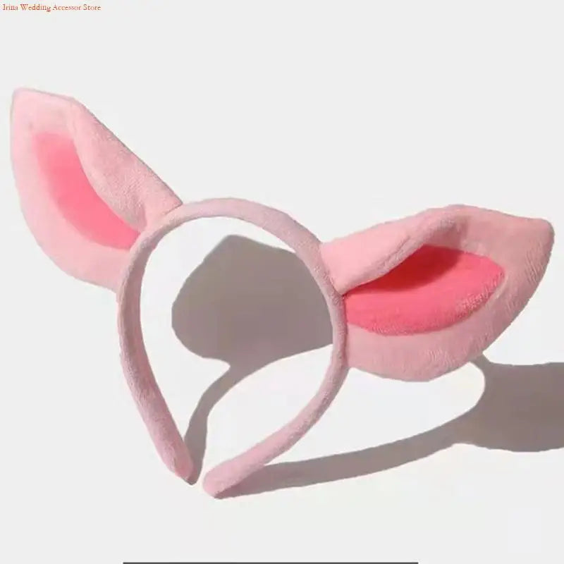 G92D Simple Sweet Hair Accessories Women Students Washing Face Hairband Little Pig Ears Headbands Plush Cartoon Hair Hoop
