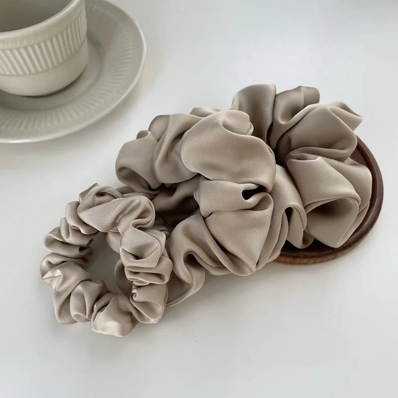 Silk Scrunchie Elastic Hair Bands Solid Color Women Girls  Headwear Fashion Headband Ponytail Holder Hair Accessories