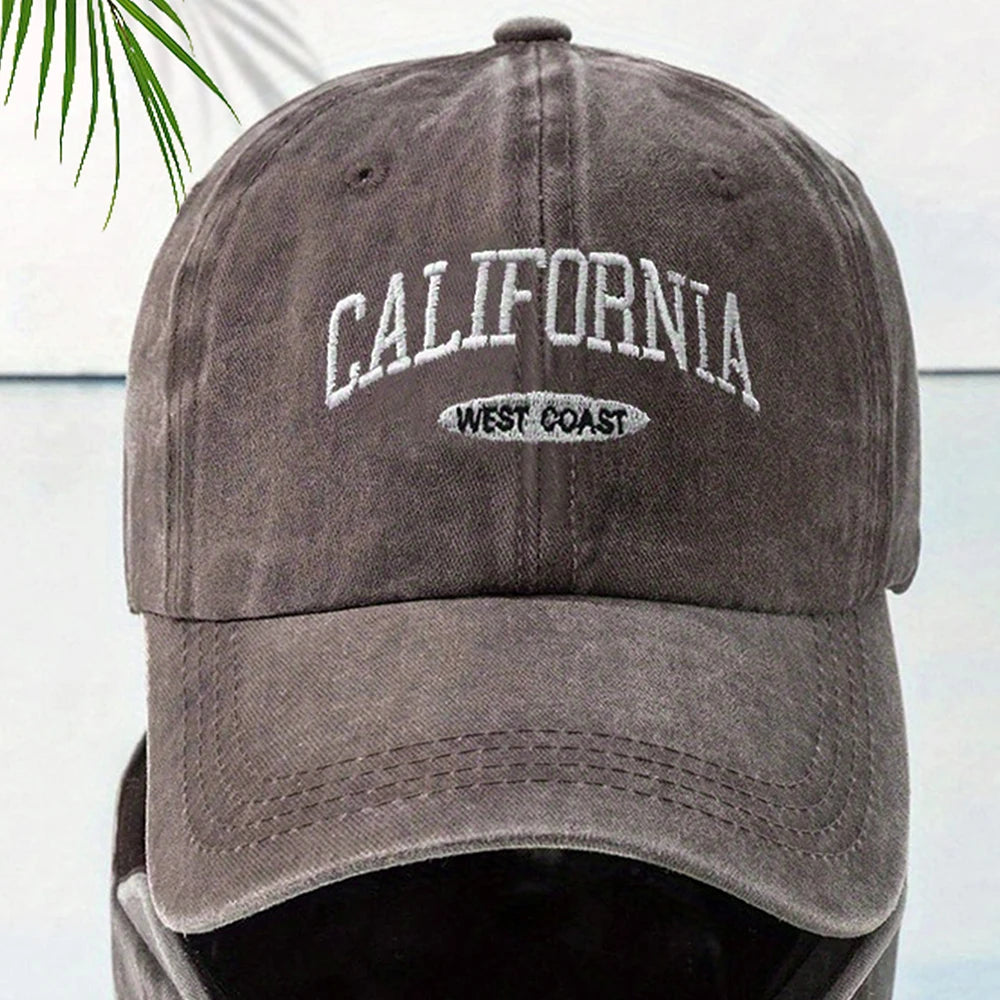 Fashionable Versatile Washed Letters Solid Color Embroidered Baseball Cap For Men Wide Brimmed Casual Sports Cap For Women
