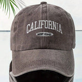 Fashionable Versatile Washed Letters Solid Color Embroidered Baseball Cap For Men Wide Brimmed Casual Sports Cap For Women