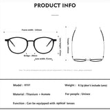 2023 Titanium Glasses Frame for Men Women Vintage Round Myopia Optical Eyewear Screwless Prescription Eyeglasses Frame Spectacle