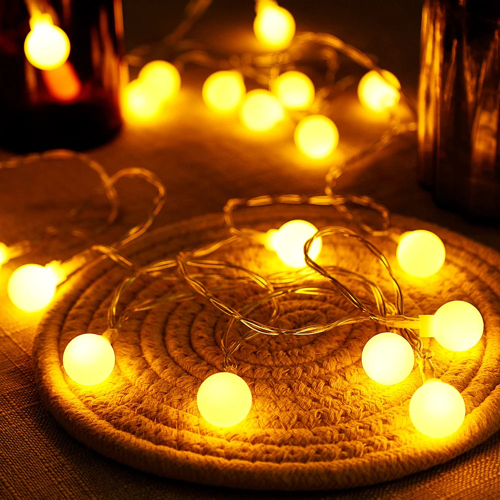 LED Light String Fairy Bubble Ball Light Festive Light Garland EU/US  Plug Indoor Christmas Wedding Outdoor Garden Decoration