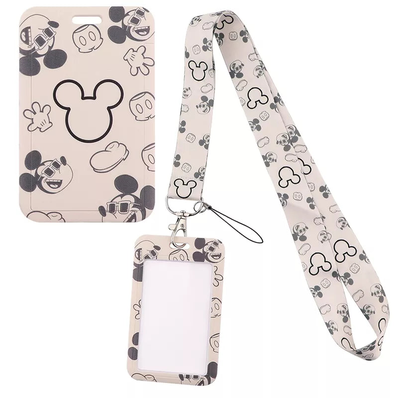 Mickey Mouse Neck Keychain Necklace Webbings Ribbons Anime Cartoon Neck Strap Lanyard ID badge Holder Keychain Lanyards Gifts