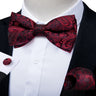 Classic Black Men Bow Ties 100% Silk Bowties Butterfly Pocket Square Cufflinks Set Suit Paisley Gold Pre-Tied Bow Tie DiBanGu