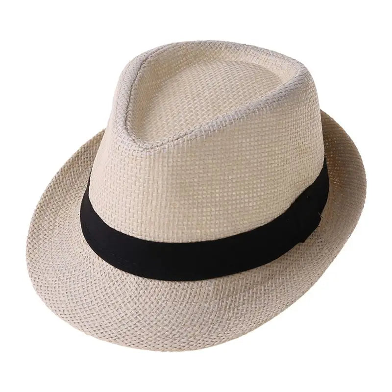 Children Kids Summer Beach Straw Hat Jazz Panama Trilby Fedora Hat Gangster Outdoor Breathable Hats Girls Boys Sunhat