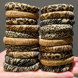 High Elasticity Universal Leopard Print Elastic Hair Scrunchie Ties for Women Girls Ponytail Holder Hair Rings Rope Accessories