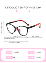 Blue Light Blocking Glasses for Kids Computer Glasses TR90 Frame Clear Lens Girl Boy Video Gaming Children Safety Eyewear