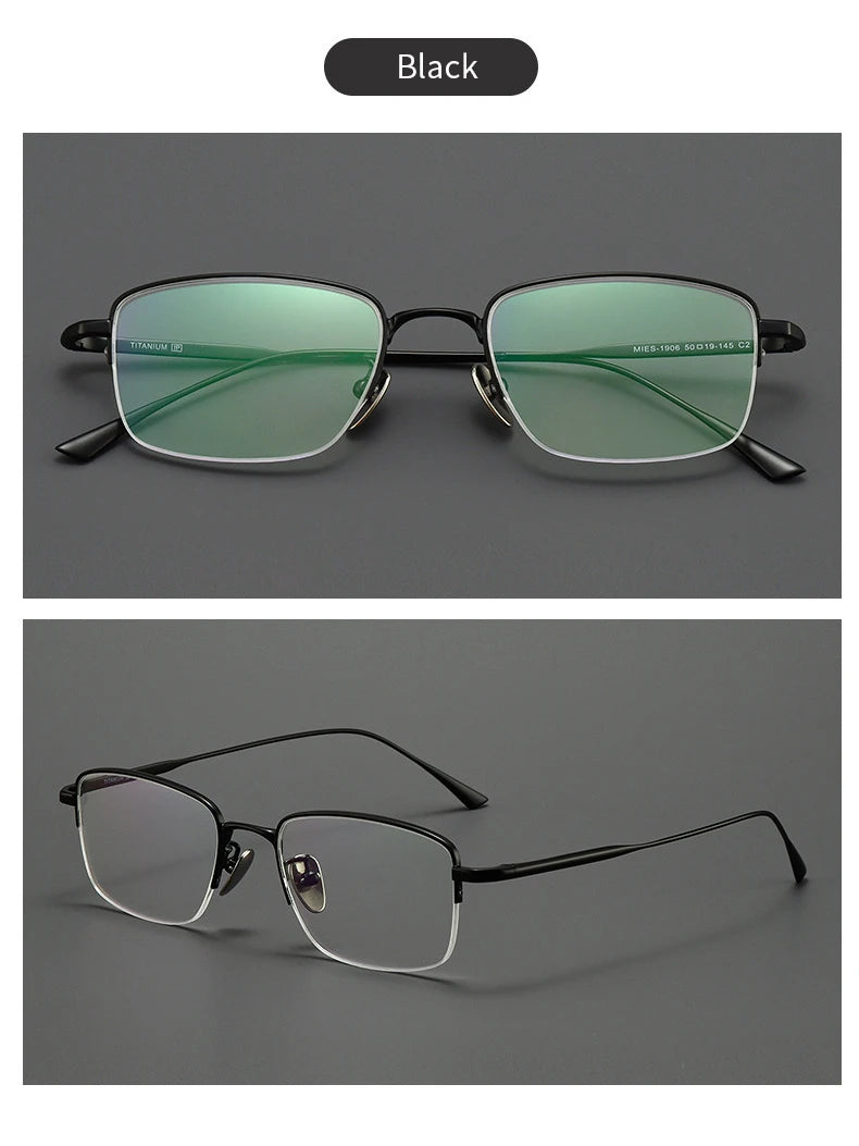 Lzabella New Men's Half Frame Glasses Business Casual Pure Titanium Frame Fashionable And Trendy Prescription Glasses 1906
