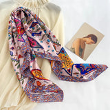 90*90Cm Square Scarf Twill Silk Feeling Women Head Shawls and Wraps Luxury Hair Tree Print Neck Scarves Hijab Bandana Pashmina
