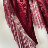 Lady Velvet Triangle Shawl Noble Peony Scarf Women Velvet Silk Scarves Autumn Spring Poncho Luxury Pashmina Tassel Cloak