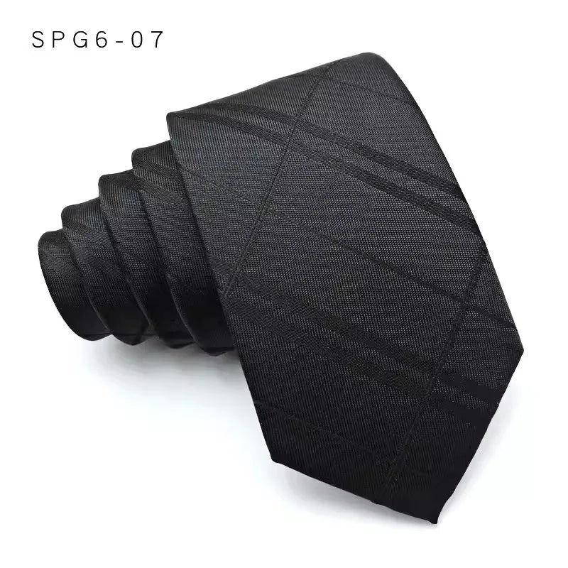 Luxury Slim Narrow Skinny 6CM Mens Necktie Neck Ties For Man Black Solid Dot Striped Jacquard Cravat Business Party Corbatas