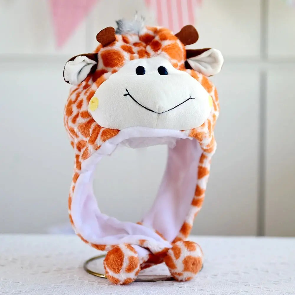 Winter Warmer Plush Soft Moving Ears Hat Animal Hat Headgear Ears Airbag Cap Ear Protection Earmuff Funny Toys Neck Warmer