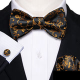 Barry.Wang 100 Colors Silk Mens Self Bowtie Jacquard Paisley Floral Butterfly Bow Tie Hanky Cufflinks For Men Wedding Business