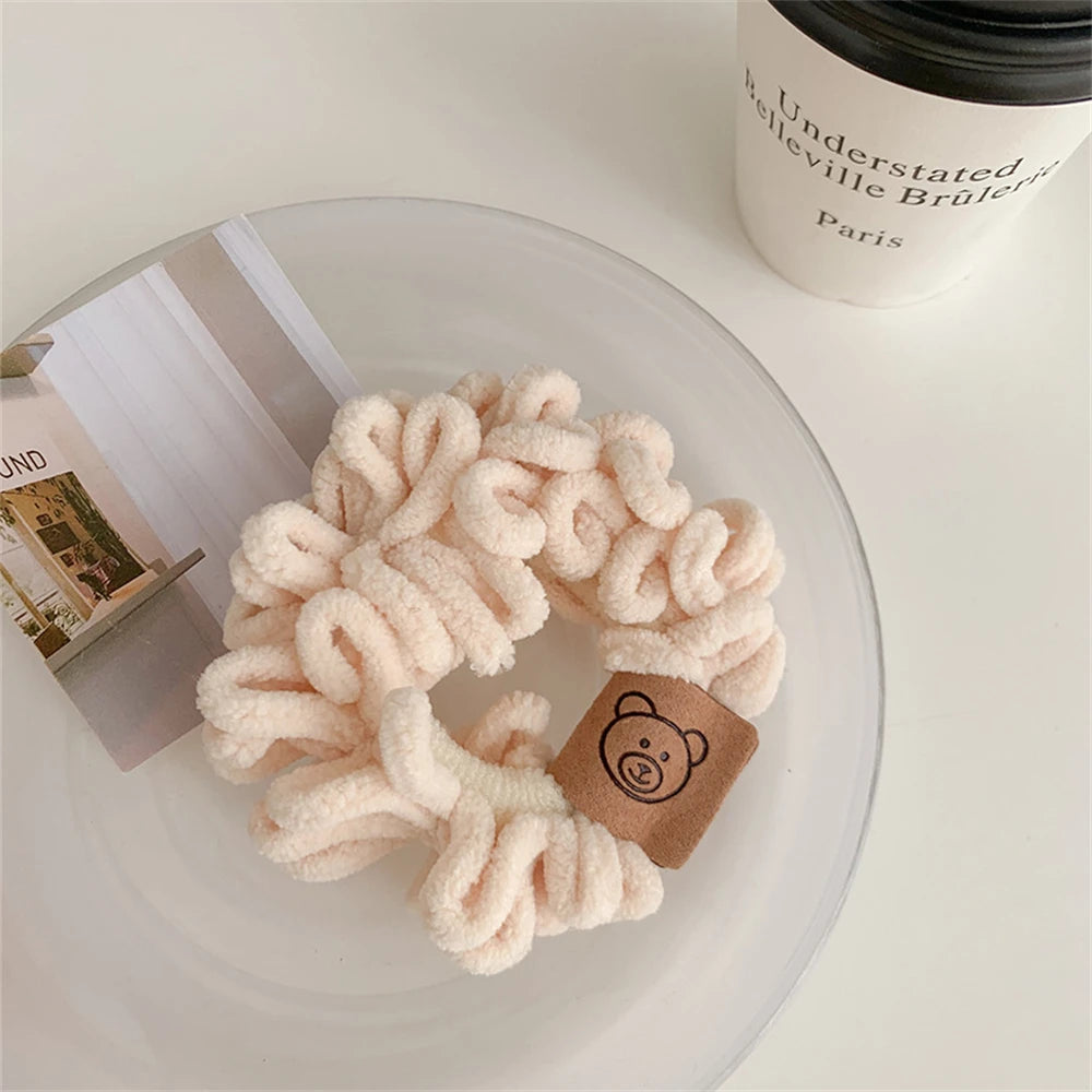New Plush Elastics Hair Ties Little Bear Hair Rope for Girl No Hurt Hair Ponytail Hair Ring Hair Accessories for Women in Winter