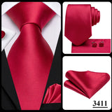 Hi-Tie Designer Dusty Pink Solid Silk Wedding Tie For Men Hankerchief Cufflink Set Gift Men Necktie Fashion Business Party