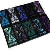 Bowtie Set For Men Gift Box Business Fashion Red Bow Tie Pocket Square Cufflinks Set Bowtie 3pcs For Wedding Hanky Cravatas Neck