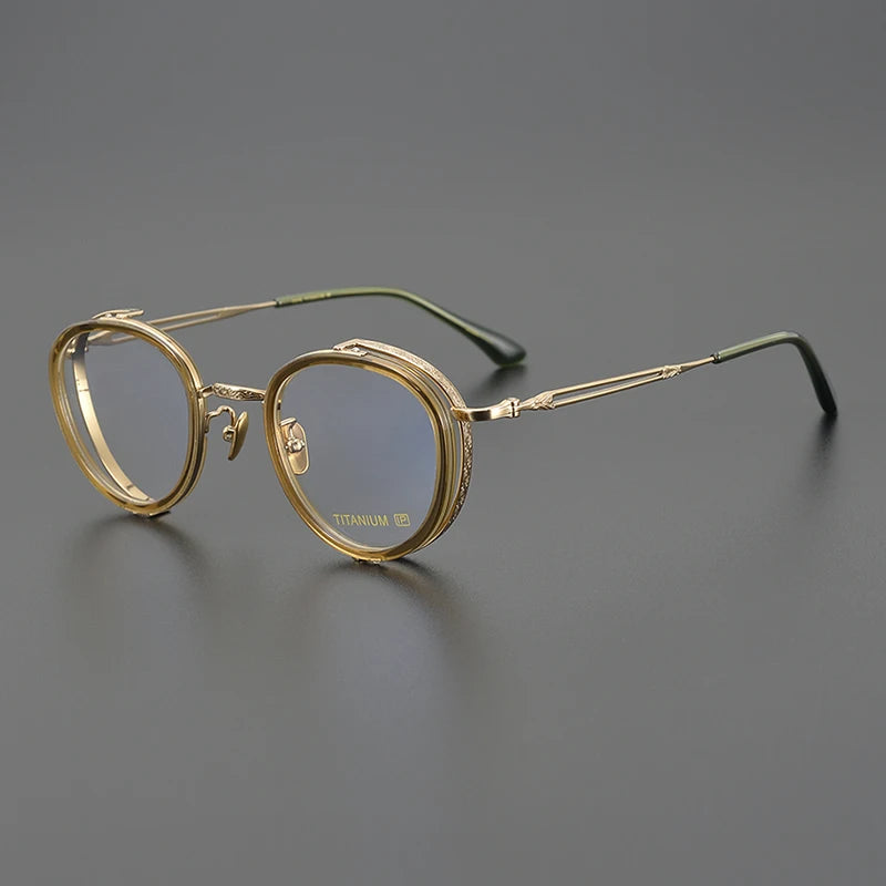 Exquisite Titanium Handmade Glasses Frame Mens Women Retro Square Spectacle Frames Eyeglasses Japanese Design Oval Round Eyewear