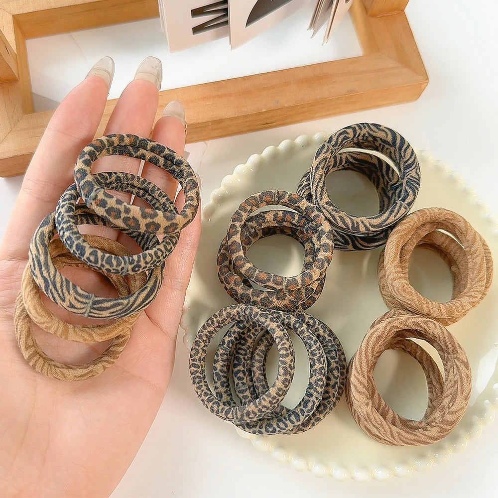 5pcs Leopard Print High Elastic Hair Ties Scrunchie Ties High Elasticity Ponytail Holder Women Girls Hair Rings Rope Accessories