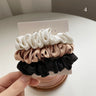 Silk Elastic Hair Bands Ponytail Holder Hair Tie Handmade White Black Coffee Hair Elastics 3Pcs Silky Satin Scrunchies Headwear