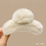 Muweordy New Oversized Faux Fur Big Crab Hair Clip for Girls Rabbit Hair Claw Clips Cute Plush Ponytail Women's Hair Barrettes