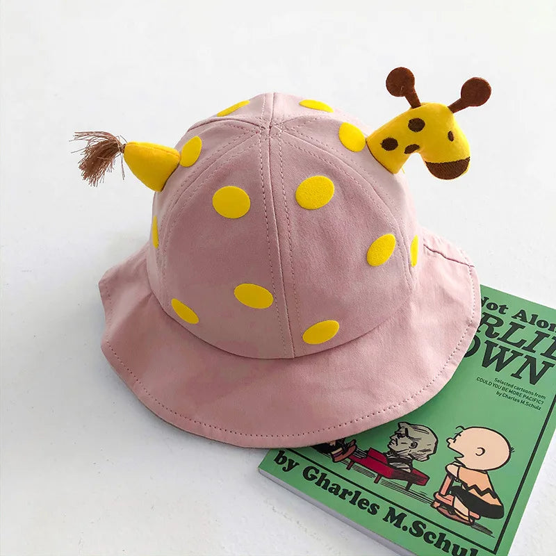 Cartoon Giraffe Baby Fisherman Cap Cute Deer Bucket Hat for Toddler Boy Girl Summer Soft Cotton Kids Sun Visor Hats