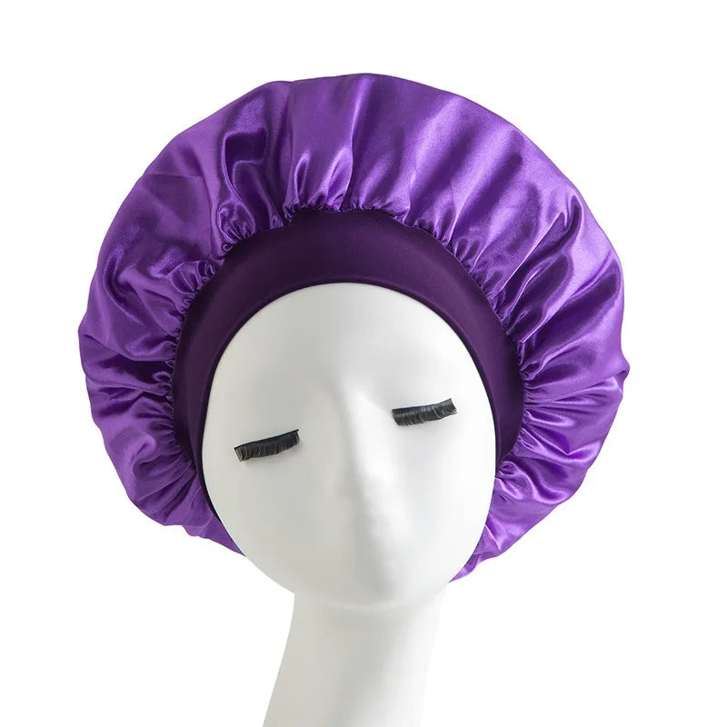 Newly Satin Night Hair Cap Women's Solid Sleeping Hat Sleep Care Bonnet Nightcap For Women Unisex Cap