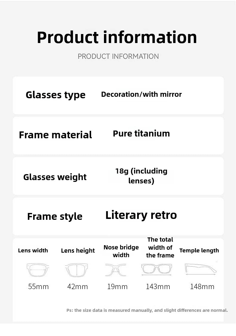 Classic Desgin Pure TitaniumDouble Bridge Glasses Men Optical Frame Luxury Ultra Light Eyegalsses Frames Myopia Eyewear Frame