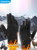 Winter Touch Screen Knitted Warm Glove Outdoor Anti Slip Cycling Driving Cold Proof Five Finger Glove Fashion Solid Glove Unisex