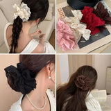 Fashion Lace Scrunchies Romantic Elastic Hair Bands Girl Solid Ponytail Holder Tie Headwear Hair Rope for Women Hair Accessories