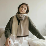 Temperament Cashmere Scarves Women Winter Designer Warm Knitting Scarf Men Splice Shawl Simple Fashion Commuting Long Muffler