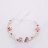 Spring Bohemian Girls Bridal Pearl Hair Headdress Flower Wreath Bride Garland Head Hoop Headbands Hair Jewelry Children Gifts