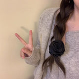 SIMPLEJEWEL™Handmade Rose Flower Elastics Hair Scrunchies, Ties  Satin Scrunchies Hair Band Ponytail Holder Band Scrunchies Ring