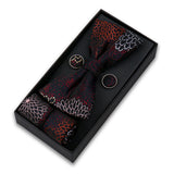 Bowtie Set For Men Gift Box Business Fashion Red Bow Tie Pocket Square Cufflinks Set Bowtie 3pcs For Wedding Hanky Cravatas Neck