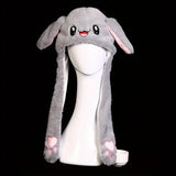 Women's Cute Beanies Hat Animal Rabbit Ears Glowing Moving Short Plush Warm Skullies Cap Autumn Winter Outdoor Travel Casual Hat