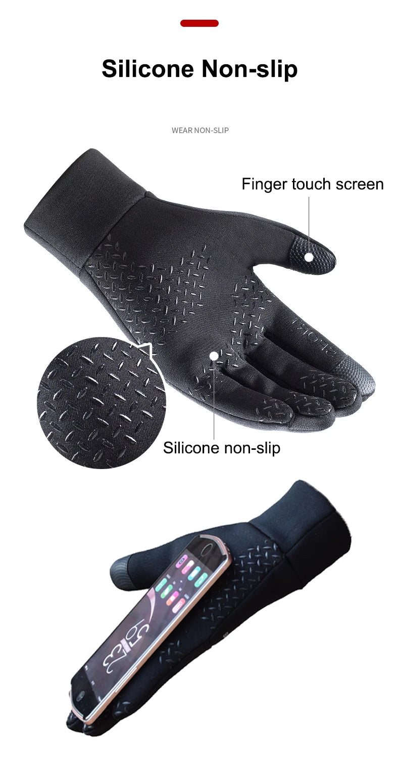 Windproof and Waterproof Outdoor Gloves Touch Screen Thumb and Index Finger Fingertips Warm Gloves for Running Cycling