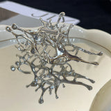 Y2K Liquid Metal Butterfly Hair Claw Hairpin 2024 Trendy NEW Design Irregular Hollowed HairClip Women Headwear Accessories