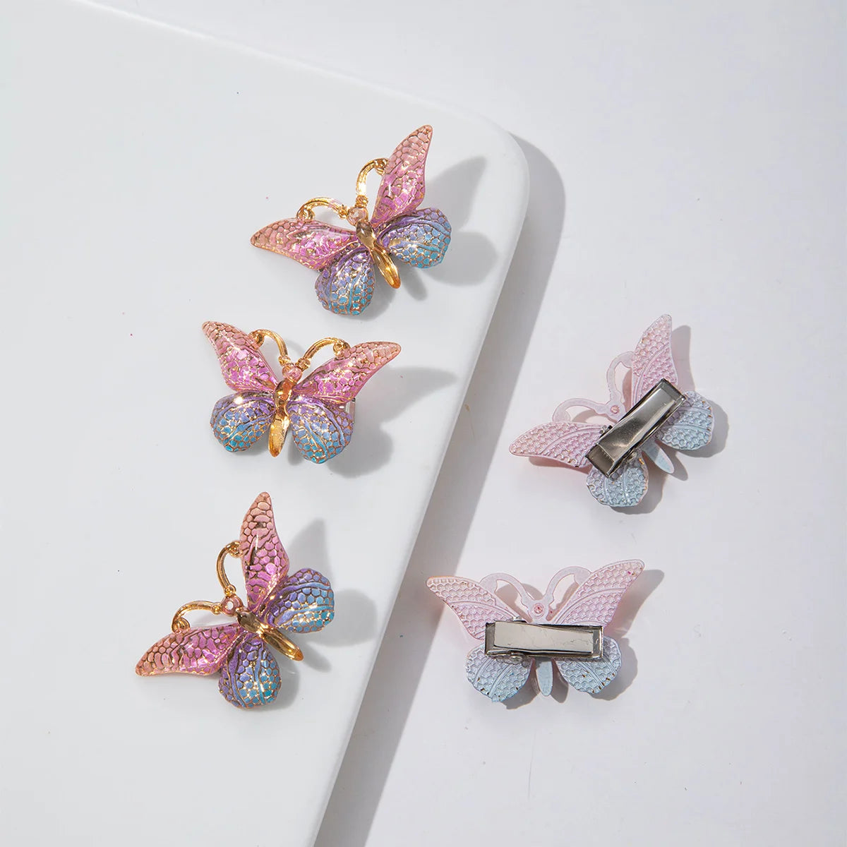 5PCS Sweet Macarons Gradient Color Cute Butterfly Kids Hairpins Children Headwear Princess Barrette Girls Hair Accessories