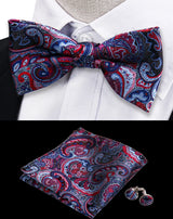 3pcs Bow Tie For MenBowtie Handkerchief Cufflinks Set For Shirts Fit Business Wedding Butterfly Paisley Pocket Square Bowtie Man