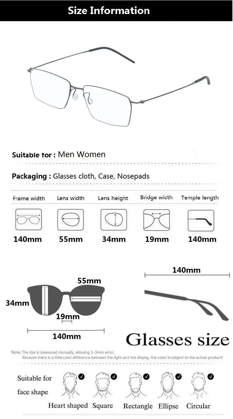Pure Titanium Glasses Frame Men Women Eyewear Frames Eyeglassess Square Business Classic Design Screwless Denmark Brand